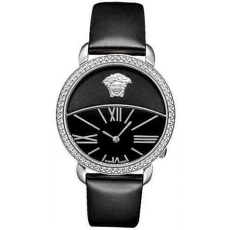 Women's Krios Genuine Leather Black Dial Watch 